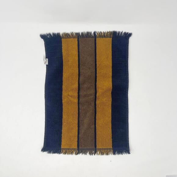 Vintage Yves‎ Saint Laurent Fieldcrest Hand Towel Navy Gold Striped Monogram YSL - Picture 5 of 11